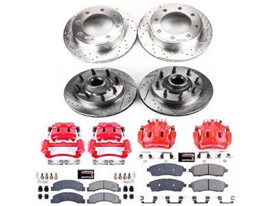 PowerStop Z23 Evolution Sport 8-Lug Brake Rotor, Pad and Caliper Kit; Front and Rear (Late 00-01 2WD F-250 Super Duty w/ Rear Wheel ABS)