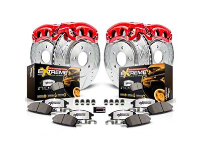 PowerStop Z36 Extreme Truck and Tow 8-Lug Brake Rotor, Pad and Caliper Kit; Front and Rear (99-Early 00 2WD F-250 Super Duty w/ Rear Wheel ABS)