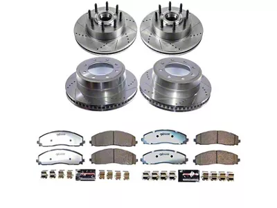 PowerStop Z36 Extreme Truck and Tow 8-Lug Brake Rotor and Pad Kit; Front and Rear (23-25 2WD F-250 Super Duty)