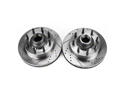 PowerStop Evolution Cross-Drilled and Slotted 8-Lug Rotors; Front Pair (99-02 2WD F-350 Super Duty SRW w/ 4-Wheel ABS)