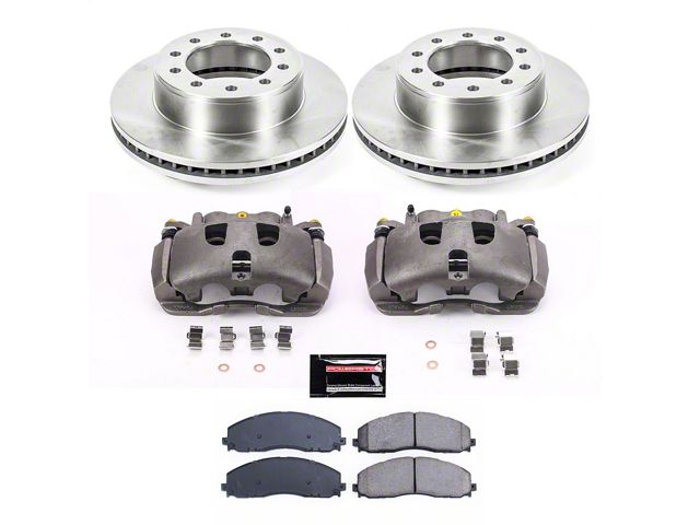 PowerStop OE Replacement 10-Lug Brake Rotor, Pad and Caliper Kit; Front (15-16 4WD F-350 Super Duty w/ Wide Track Front Suspension)
