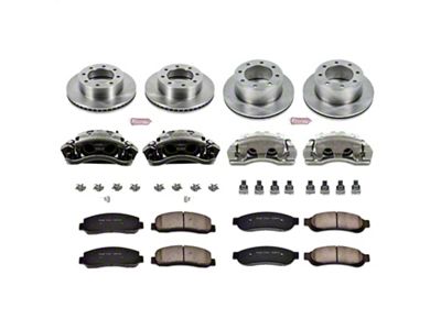 PowerStop OE Replacement 8-Lug Brake Rotor, Pad and Caliper Kit; Front and Rear (05-Early 07 4WD F-350 Super Duty SRW)