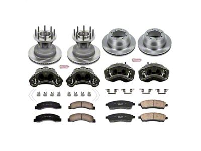 PowerStop OE Replacement 8-Lug Brake Rotor, Pad and Caliper Kit; Front and Rear (03-04 2WD F-350 Super Duty DRW)