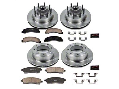 PowerStop OE Replacement 8-Lug Brake Rotor and Pad Kit; Front and Rear (03-04 2WD F-350 Super Duty SRW)