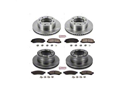 PowerStop OE Replacement 8-Lug Brake Rotor and Pad Kit; Front and Rear (05-Early 10 4WD F-350 Super Duty DRW)