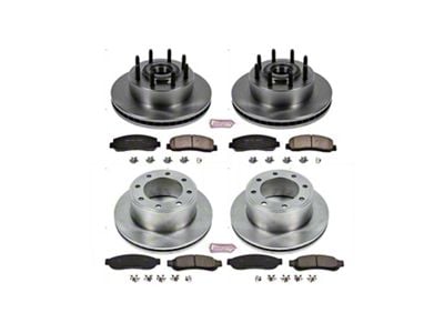 PowerStop OE Replacement 8-Lug Brake Rotor and Pad Kit; Front and Rear (Mid 2010 2WD F-350 Super Duty SRW)