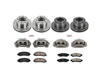 PowerStop OE Replacement 8-Lug Brake Rotor, Pad and Caliper Kit; Front and Rear (2011 4WD F-350 Super Duty DRW)