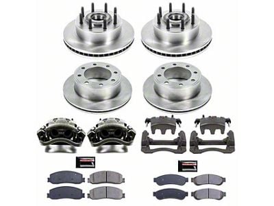 PowerStop OE Replacement 8-Lug Brake Rotor, Pad and Caliper Kit; Front and Rear (2012 2WD F-350 Super Duty SRW)