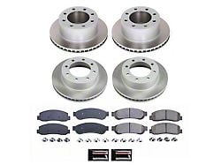 PowerStop Semi-Coated 8-Lug Brake Rotor and Pad Kit; Front and Rear (Mid 2010 4WD F-350 Super Duty SRW)