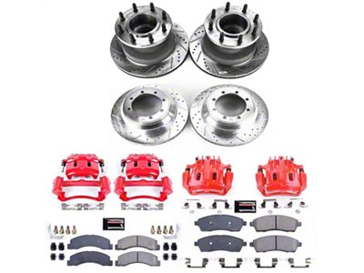 PowerStop Z23 Evolution Sport 8-Lug Brake Rotor, Pad and Caliper Kit; Front and Rear (Late 00-02 2WD F-350 Super Duty DRW)