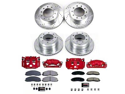 PowerStop Z23 Evolution Sport 8-Lug Brake Rotor, Pad and Caliper Kit; Front and Rear (2016 4WD F-350 Super Duty SRW w/ Wide Track Front Suspension)