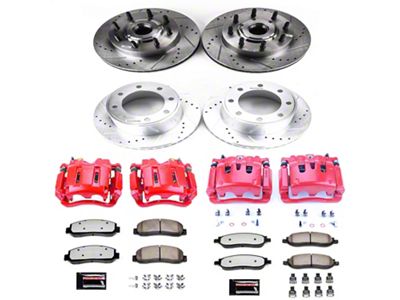 PowerStop Z36 Extreme Truck and Tow 8-Lug Brake Rotor, Pad and Caliper Kit; Front and Rear (05-Early 07 2WD F-350 Super Duty SRW)