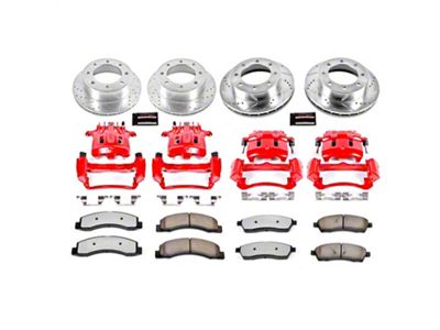 PowerStop Z36 Extreme Truck and Tow 8-Lug Brake Rotor, Pad and Caliper Kit; Front and Rear (Early 1999 4WD F-350 Super Duty SRW)