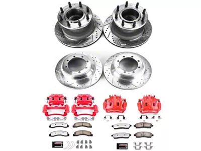 PowerStop Z36 Extreme Truck and Tow 8-Lug Brake Rotor, Pad and Caliper Kit; Front and Rear (Late 00-02 2WD F-350 Super Duty DRW)