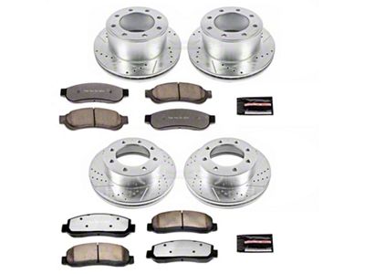 PowerStop Z36 Extreme Truck and Tow 8-Lug Brake Rotor and Pad Kit; Front and Rear (Mid 2010 4WD F-350 Super Duty SRW)