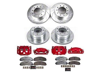 PowerStop Z36 Extreme Truck and Tow 8-Lug Brake Rotor, Pad and Caliper Kit; Front and Rear (2016 4WD F-350 Super Duty SRW w/ Wide Track Front Suspension)