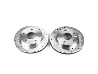 PowerStop Evolution Cross-Drilled and Slotted 5-Lug Rotors; Front Pair (94-99 4WD RAM 1500)