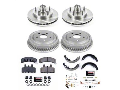 PowerStop OE Replacement 5-Lug Brake Rotor, Drum and Pad Kit; Front and Rear (94-99 2WD RAM 1500)