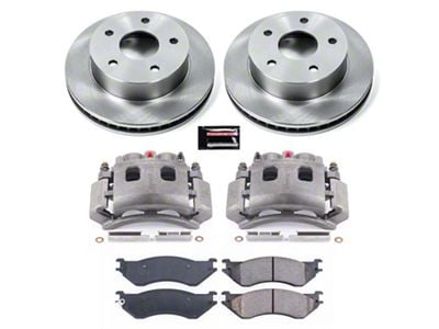 PowerStop OE Replacement 5-Lug Brake Rotor, Pad and Caliper Kit; Front (00-01 4WD RAM 1500)