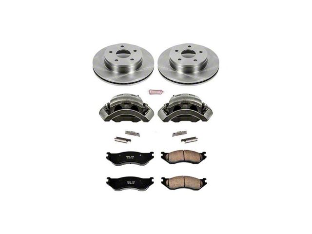 PowerStop OE Replacement 5-Lug Brake Rotor, Pad and Caliper Kit; Front (2002 RAM 1500)