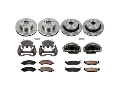 PowerStop OE Replacement 5-Lug Brake Rotor, Pad and Caliper Kit; Front and Rear (06-08 RAM 1500, Excluding SRT-10 & Mega Cab)