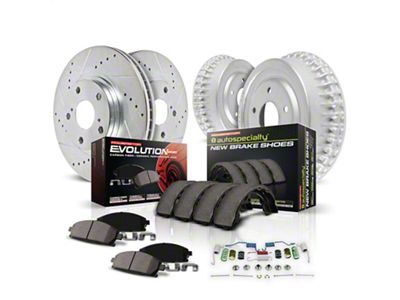 PowerStop Z23 Evolution Sport 5-Lug Brake Rotor, Drum and Pad Kit; Front and Rear (00-01 4WD RAM 1500)