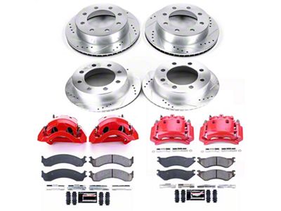 PowerStop Z23 Evolution 8-Lug Brake Rotor, Pad and Caliper Kit; Rear and Rear (01-02 RAM 2500)