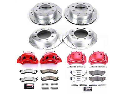 PowerStop Z36 Extreme Truck and Tow 8-Lug Brake Rotor, Pad and Caliper Kit; Front and Rear (01-02 RAM 2500)