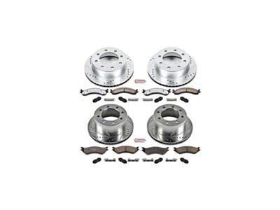 PowerStop Z36 Extreme Truck and Tow 8-Lug Brake Rotor and Pad Kit; Front and Rear (01-02 RAM 3500)