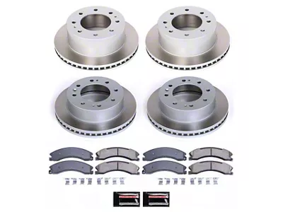 PowerStop Semi-Coated 8-Lug Brake Rotor and Pad Kit; Front and Rear (15-19 Sierra 2500 HD)