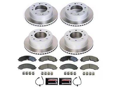 PowerStop Semi-Coated 8-Lug Brake Rotor and Pad Kit; Front and Rear (20-25 Sierra 2500 HD)