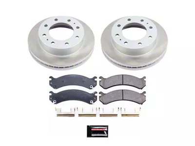 PowerStop Semi-Coated 8-Lug Brake Rotor and Pad Kit; Front (01-10 Sierra 2500 HD)