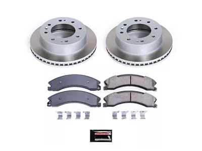 PowerStop Semi-Coated 8-Lug Brake Rotor and Pad Kit; Front (12-19 Sierra 2500 HD)