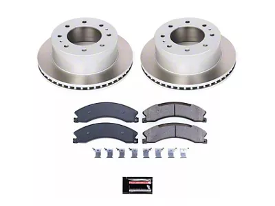 PowerStop Semi-Coated 8-Lug Brake Rotor and Pad Kit; Rear (15-19 Sierra 2500 HD)