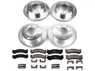 PowerStop Z23 Evolution Sport 8-Lug Brake Rotor and Pad Kit; Front and Rear (2004 Sierra 2500 HD w/ 4-Wheel Steering)