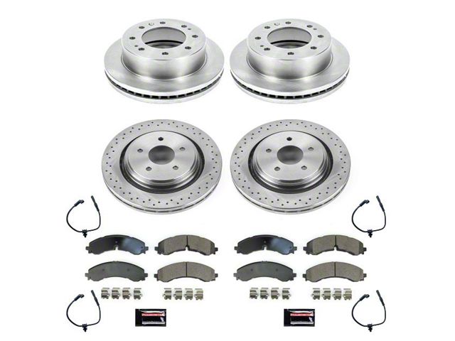 PowerStop OE Replacement 8-Lug Brake Rotor and Pad Kit; Front and Rear (20-24 Sierra 3500 HD SRW)