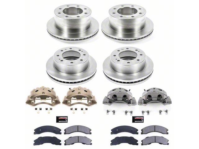 PowerStop OE Replacement 8-Lug Brake Rotor, Pad and Caliper Kit; Front and Rear (2011 Sierra 3500 HD DRW)