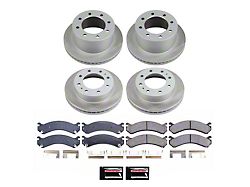 PowerStop Semi-Coated 8-Lug Brake Rotor and Pad Kit; Front and Rear (01-10 Sierra 3500 HD DRW)