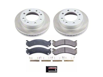 PowerStop Semi-Coated 8-Lug Brake Rotor and Pad Kit; Front (01-10 Sierra 3500 HD)