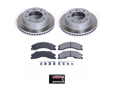 PowerStop Semi-Coated 8-Lug Brake Rotor and Pad Kit; Front (2011 Sierra 3500 HD)