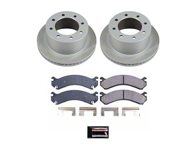 PowerStop Semi-Coated 8-Lug Brake Rotor and Pad Kit; Rear (01-10 Sierra 3500 HD DRW)