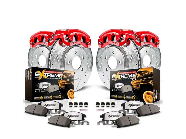 PowerStop Z36 Extreme Truck and Tow 8-Lug Brake Rotor, Pad and Caliper Kit; Front and Rear (07-10 Sierra 3500 HD DRW)