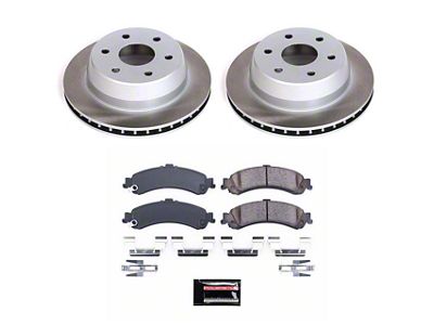 PowerStop Semi-Coated 6-Lug Brake Rotor and Pad Kit; Rear (01-06 Silverado 1500 w/ Dual Piston Rear Calipers)