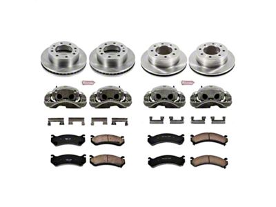 PowerStop OE Replacement 8-Lug Brake Rotor, Pad and Caliper Kit; Front and Rear (2004 Silverado 2500 HD w/ 4-Wheel Steering)