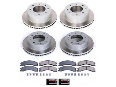 PowerStop Semi-Coated 8-Lug Brake Rotor and Pad Kit; Front and Rear (15-19 Silverado 2500 HD)