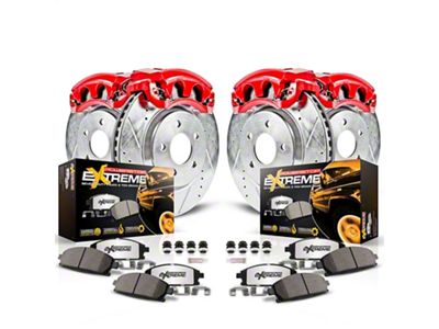 PowerStop Z36 Extreme Truck and Tow 8-Lug Brake Rotor, Pad and Caliper Kit; Front and Rear (07-10 Silverado 3500 HD DRW)