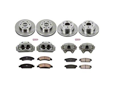 PowerStop OE Replacement 6-Lug Brake Rotor, Pad and Caliper Kit; Front and Rear (08-20 Tahoe, Excluding Police)