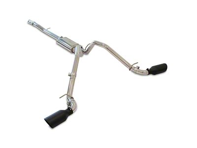 PPE Dual Exhaust System with Polished Tubes and Black Tips; Side Exit (14-18 5.3L Sierra 1500)