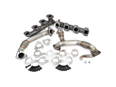 PPE High-Flow Exhaust Manifolds and Up-Pipe Kit; Raw (11-16 6.6L Duramax Sierra 2500 HD)