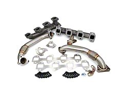 PPE High-Flow Exhaust Manifolds and Up-Pipes; Black Ceramic (11-16 6.6L Duramax Sierra 2500 HD)